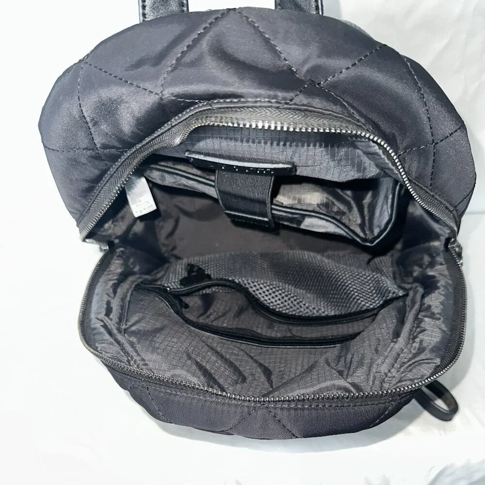 Black Quilted Small Backpack Laptop Pocket